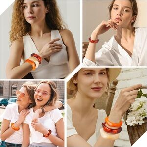 Chunky Resin Bangle Set – Geometric Statement Bracelets